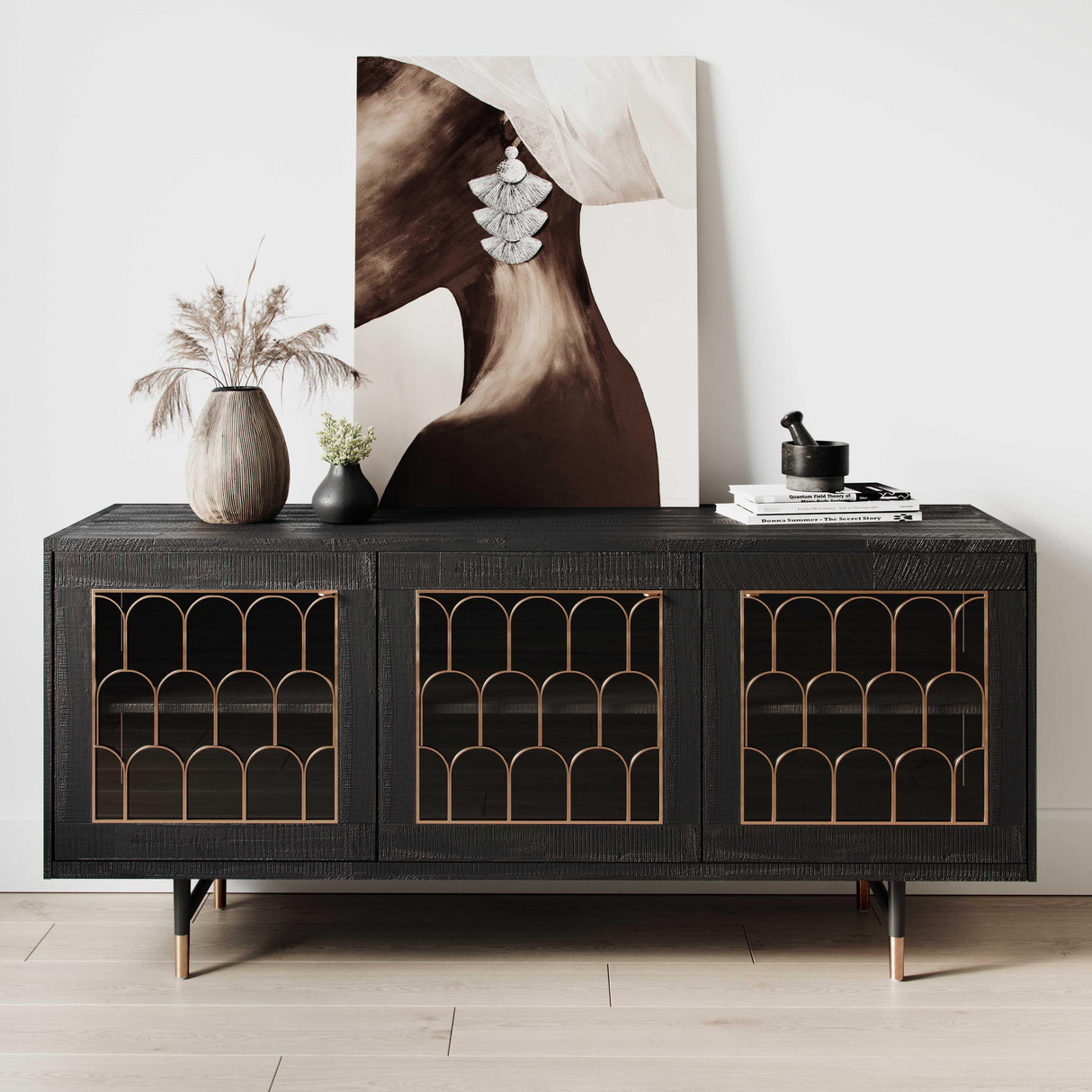 Gatsby Black Acacia Wood 66" Buffet by TOV Furniture at Eve Furniture