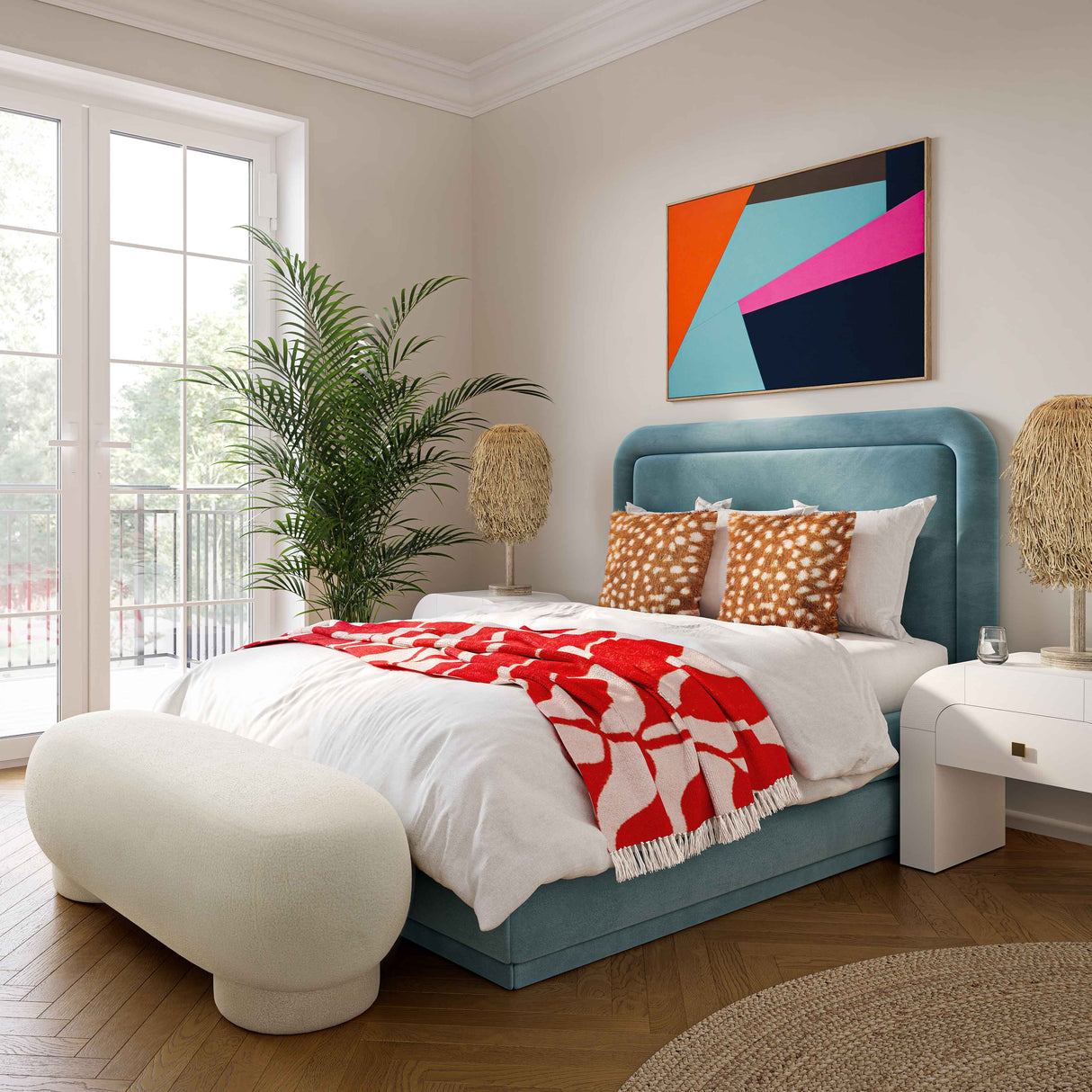 Mara Vegan Shearling Ottoman by TOV Furniture at Eve Furniture