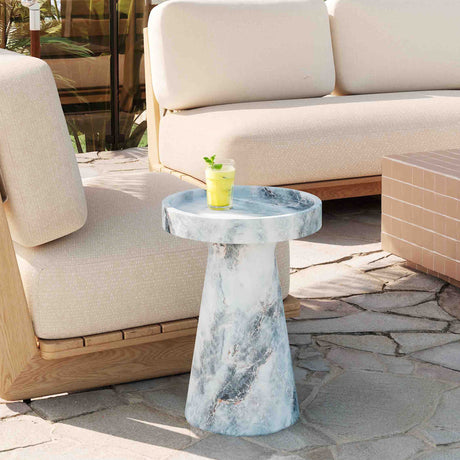 Zara Aegean Marble Indoor / Outdoor Side Table by TOV Furniture at Eve Furniture