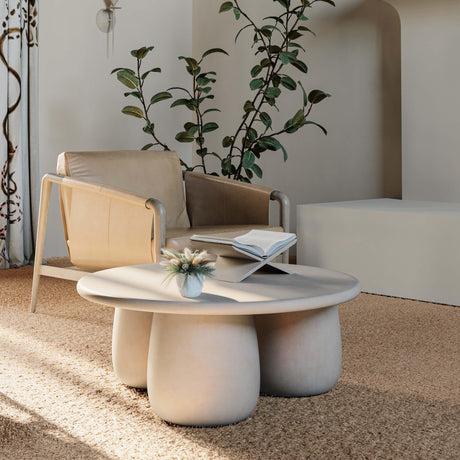 Rahul Cream Round Coffee Table by TOV Furniture at Eve Furniture