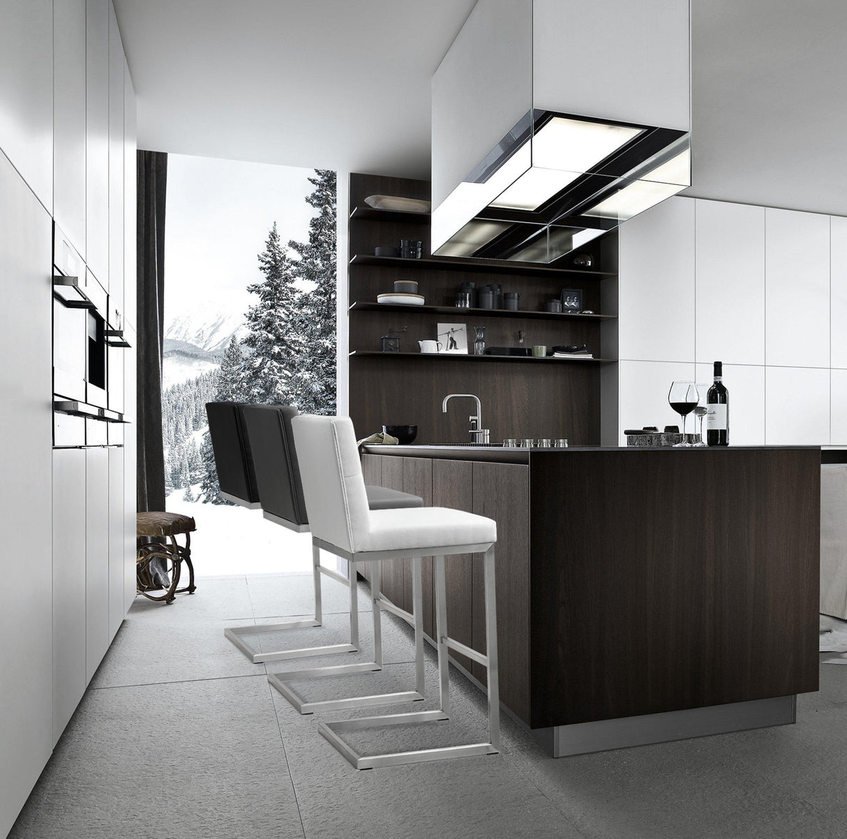 Helsinki White Performance Vegan Leather Stool - Set of 2 by TOV Furniture at Eve Furniture