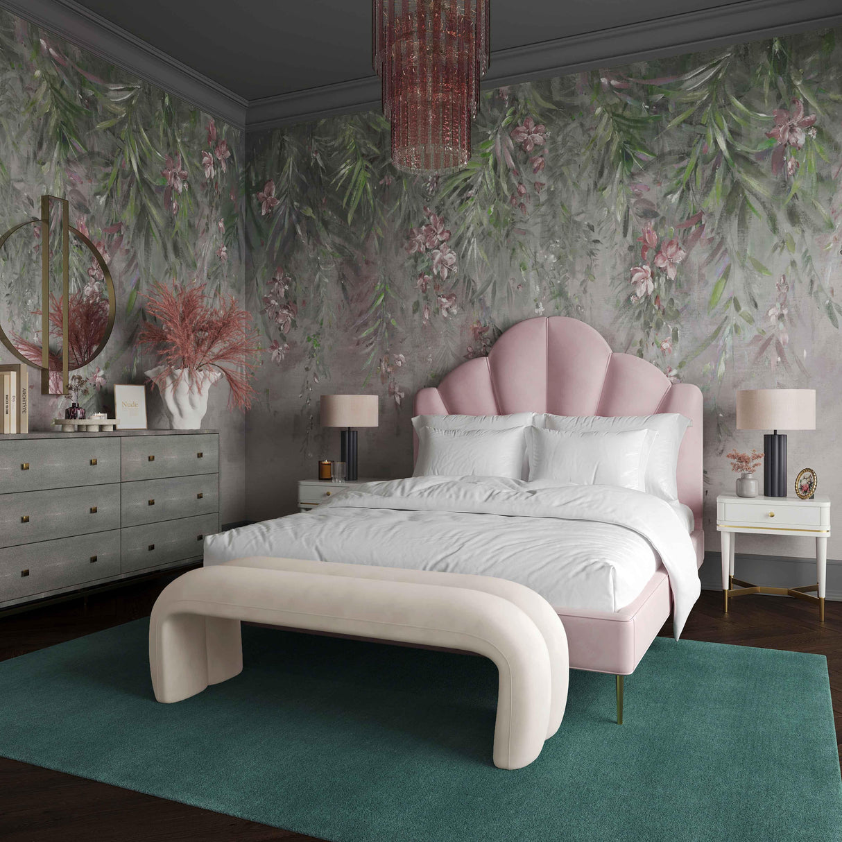 Leigh Velvet Channeled Bench by TOV Furniture at Eve Furniture