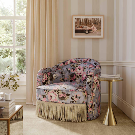 Pamela Spring Floral Print Tasseled Lounge Chair by TOV Furniture at Eve Furniture