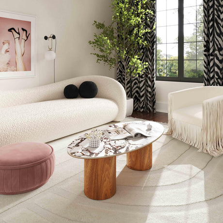 Tamara Marble Ceramic Oval Coffee Table by TOV Furniture at Eve Furniture