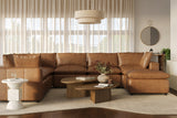 Cali Brown Leather Modular 7-Piece Large Chaise Sectional by TOV Furniture at Eve Furniture