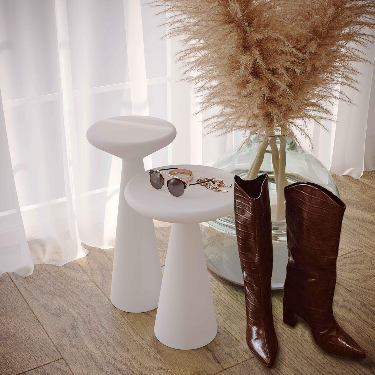 Gianna Concrete Accent Tables - Set of 2 by TOV Furniture at Eve Furniture
