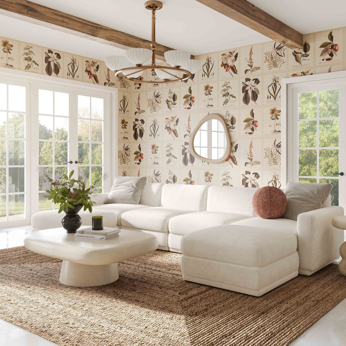 Perry Cream Chenille Modular U-Sectional by TOV Furniture at Eve Furniture