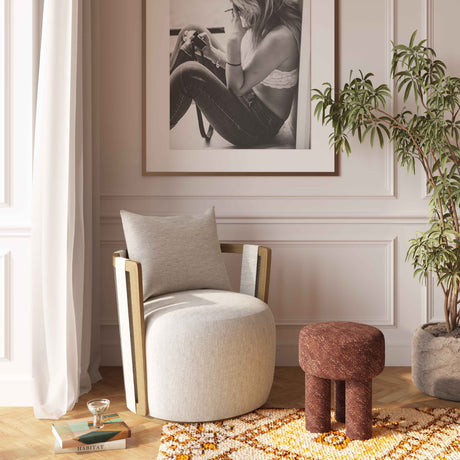 Paolo Cream Textured Weave Swivel Chair by TOV Furniture at Eve Furniture