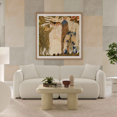 Travie Sand Upcycled Linen Modular Loveseat by TOV Furniture at Eve Furniture