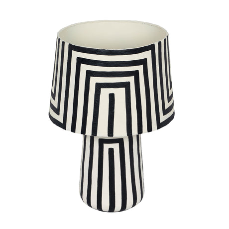 Minori Black Striped Papier Mache Table Lamp by TOV Furniture at Eve Furniture