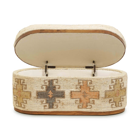 Olivier Cotton Oval Storage Ottoman by TOV Furniture at Eve Furniture