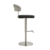 Cosmo Black and Grey Boucle Adjustable Stool by TOV Furniture at Eve Furniture