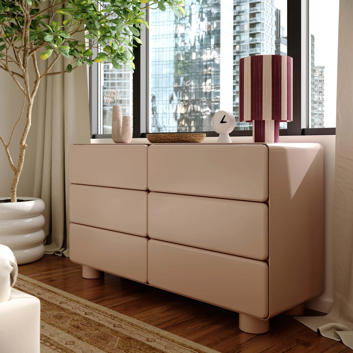 Guinevere Striped Cotton Table Lamp by TOV Furniture at Eve Furniture