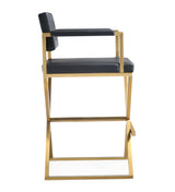 Director Performance Vegan Leather Stool with Gold Base by TOV Furniture at Eve Furniture