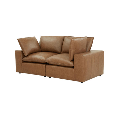 Cali Brown Leather Modular Loveseat by TOV Furniture at Eve Furniture