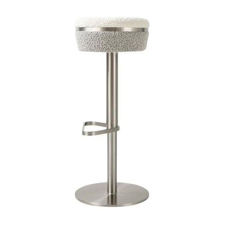 Astro White and Grey Boucle Adjustable Stool by TOV Furniture at Eve Furniture