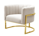 Magnolia Spotted Cream Chair with Gold Base by TOV Furniture at Eve Furniture