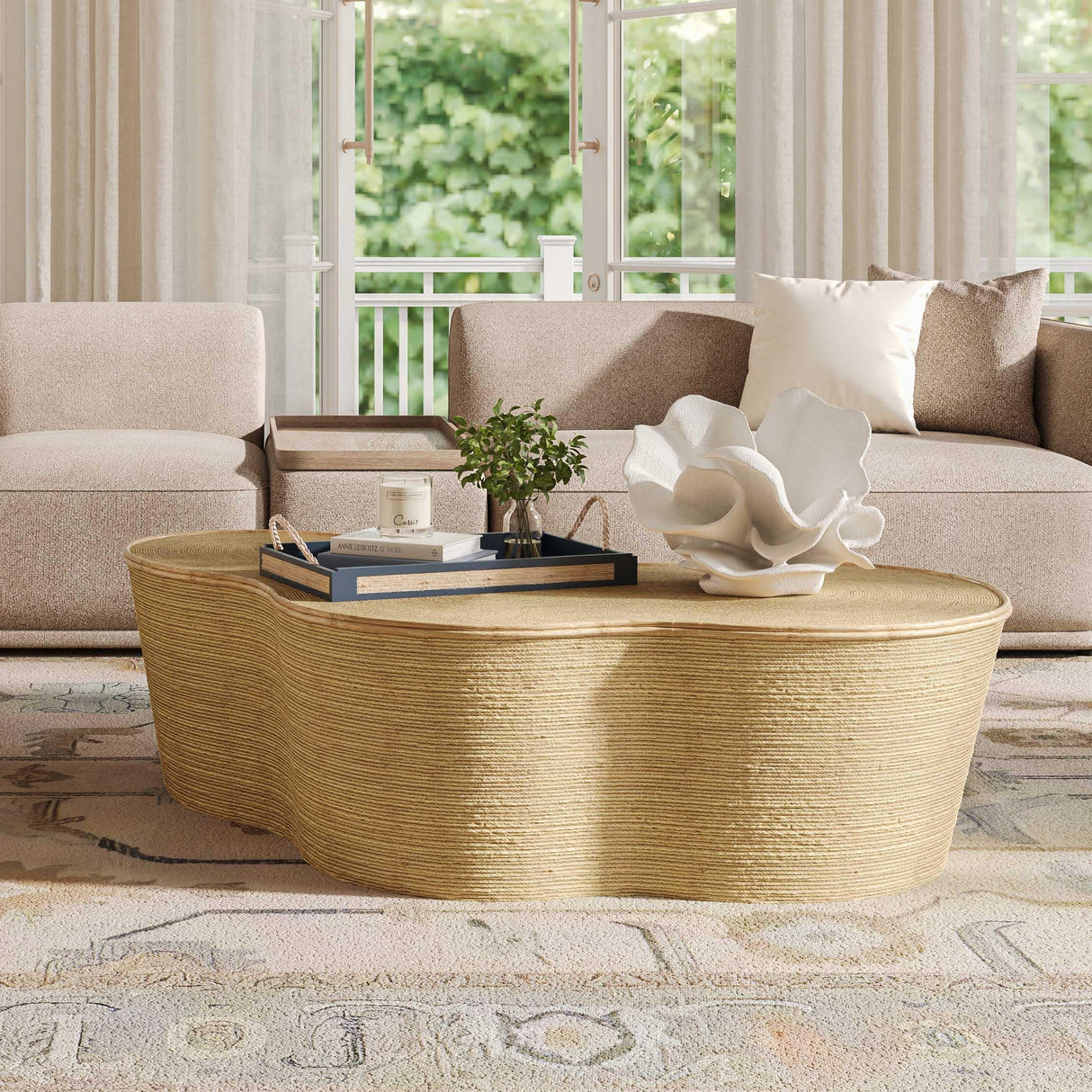 Slab Natural Seagrass Coffee Table by TOV Furniture at Eve Furniture