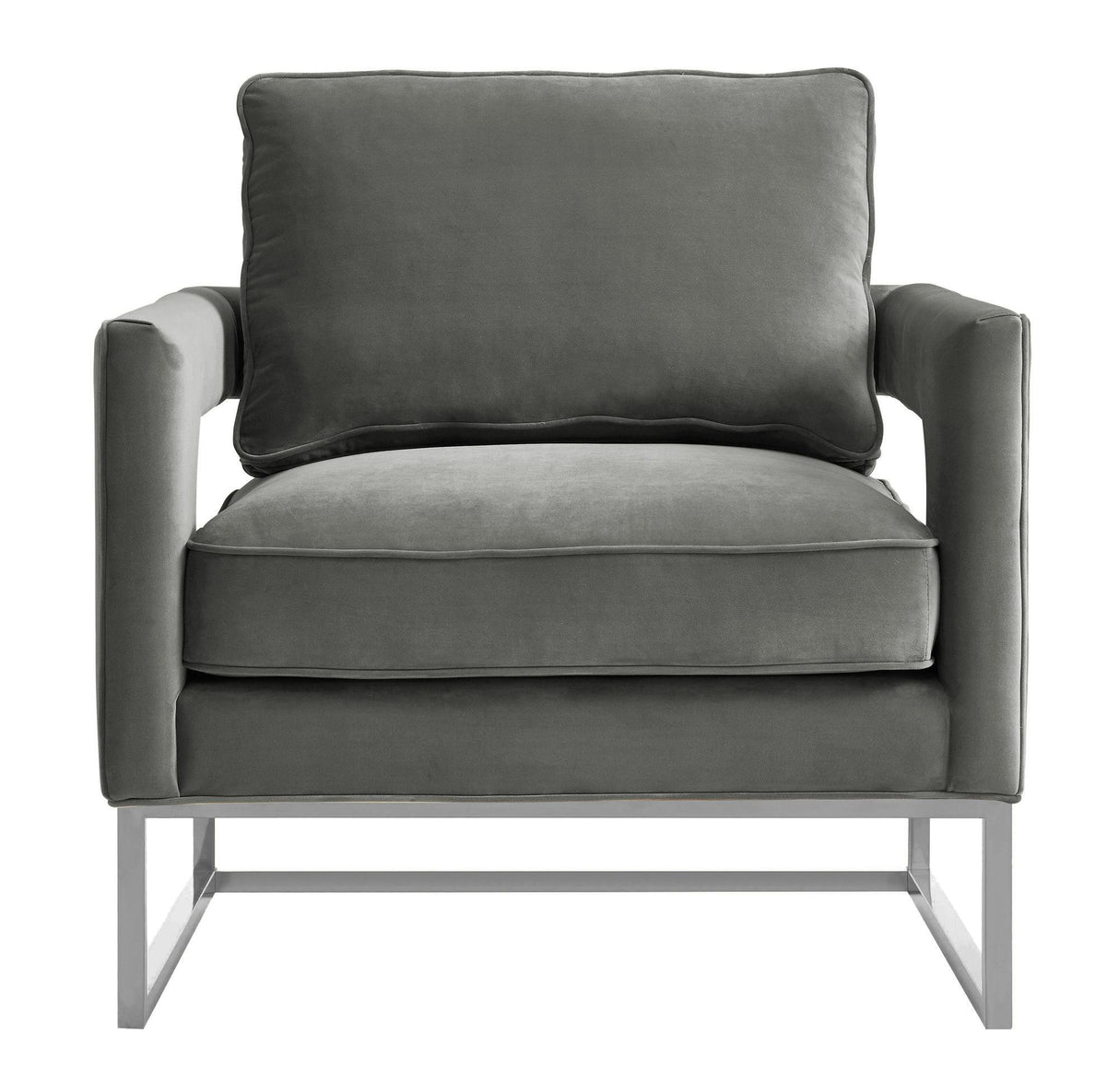Avery Grey Velvet Chair with Silver Base by TOV Furniture at Eve Furniture