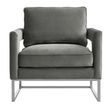Avery Grey Velvet Chair with Silver Base by TOV Furniture at Eve Furniture