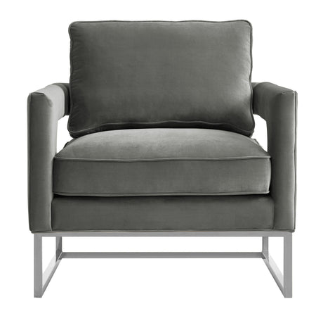 Avery Grey Velvet Chair with Silver Base by TOV Furniture at Eve Furniture