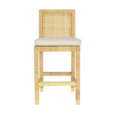 Amara Rattan & Cream Linen Stool by TOV Furniture at Eve Furniture