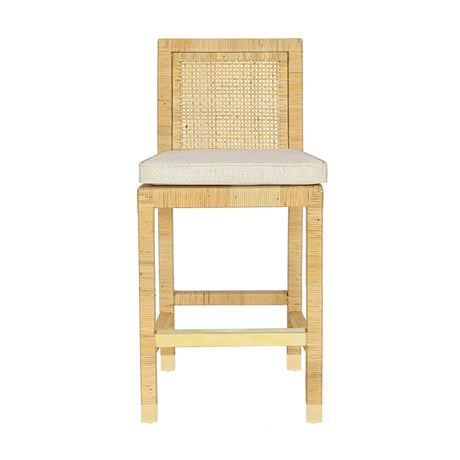 Amara Rattan & Cream Linen Stool by TOV Furniture at Eve Furniture