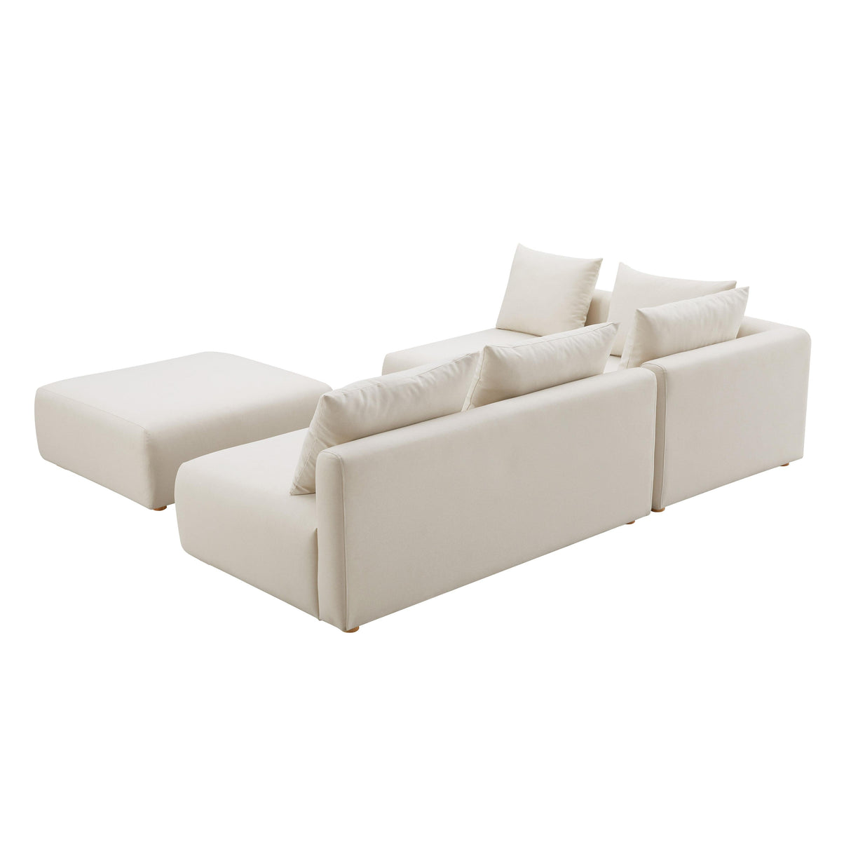 Hangover Cream Performance Linen 4-Piece Modular Chaise Sectional by TOV Furniture at Eve Furniture