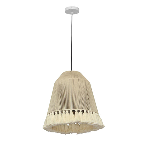 Helen White Cotton Tasseled Pendant Lamp by TOV Furniture at Eve Furniture