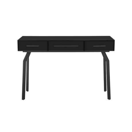 Santana Black Glass Desk Console Table by TOV Furniture at Eve Furniture