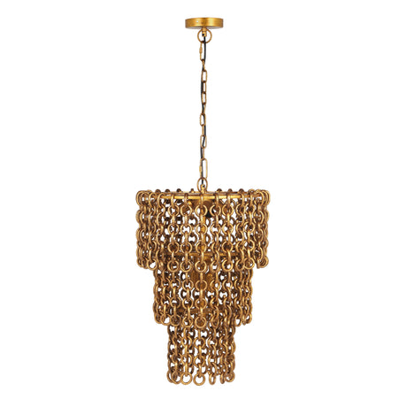 Nirsa Brass Chain Link 3-Tier Chandelier by TOV Furniture at Eve Furniture