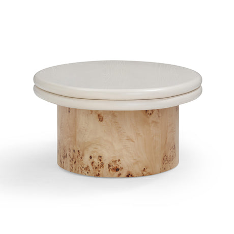 Tanner Natural Burl and Cream Ash Coffee Table by TOV Furniture at Eve Furniture