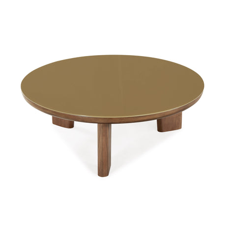 Oani Walnut and Glass Round Coffee Table by TOV Furniture at Eve Furniture