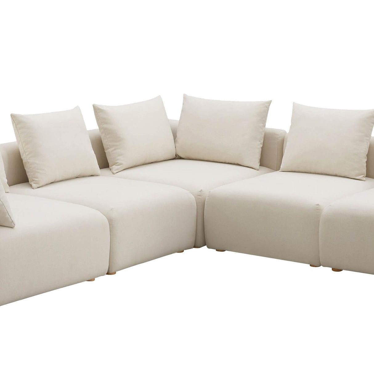 Hangover Cream Performance Linen 5-Piece Modular L-Sectional by TOV Furniture at Eve Furniture