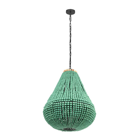 Palani Green Wooden Bead Chandelier by TOV Furniture at Eve Furniture
