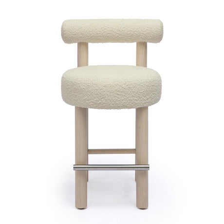 Carmel Cream Boucle and Solid Wood Counter Stool by TOV Furniture at Eve Furniture