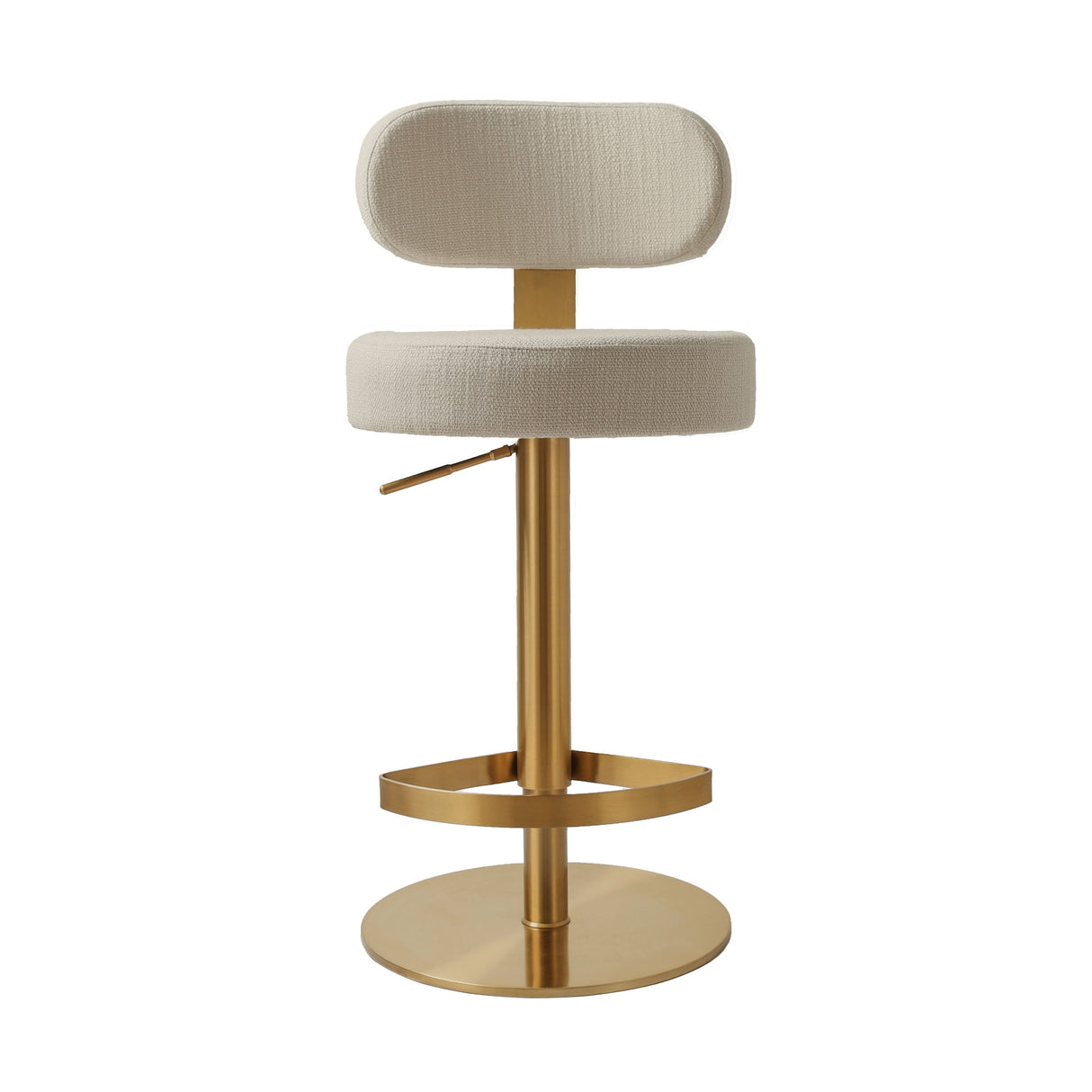 Primrose Cream Textured Performance Fabric Adjustable Stool by TOV Furniture at Eve Furniture