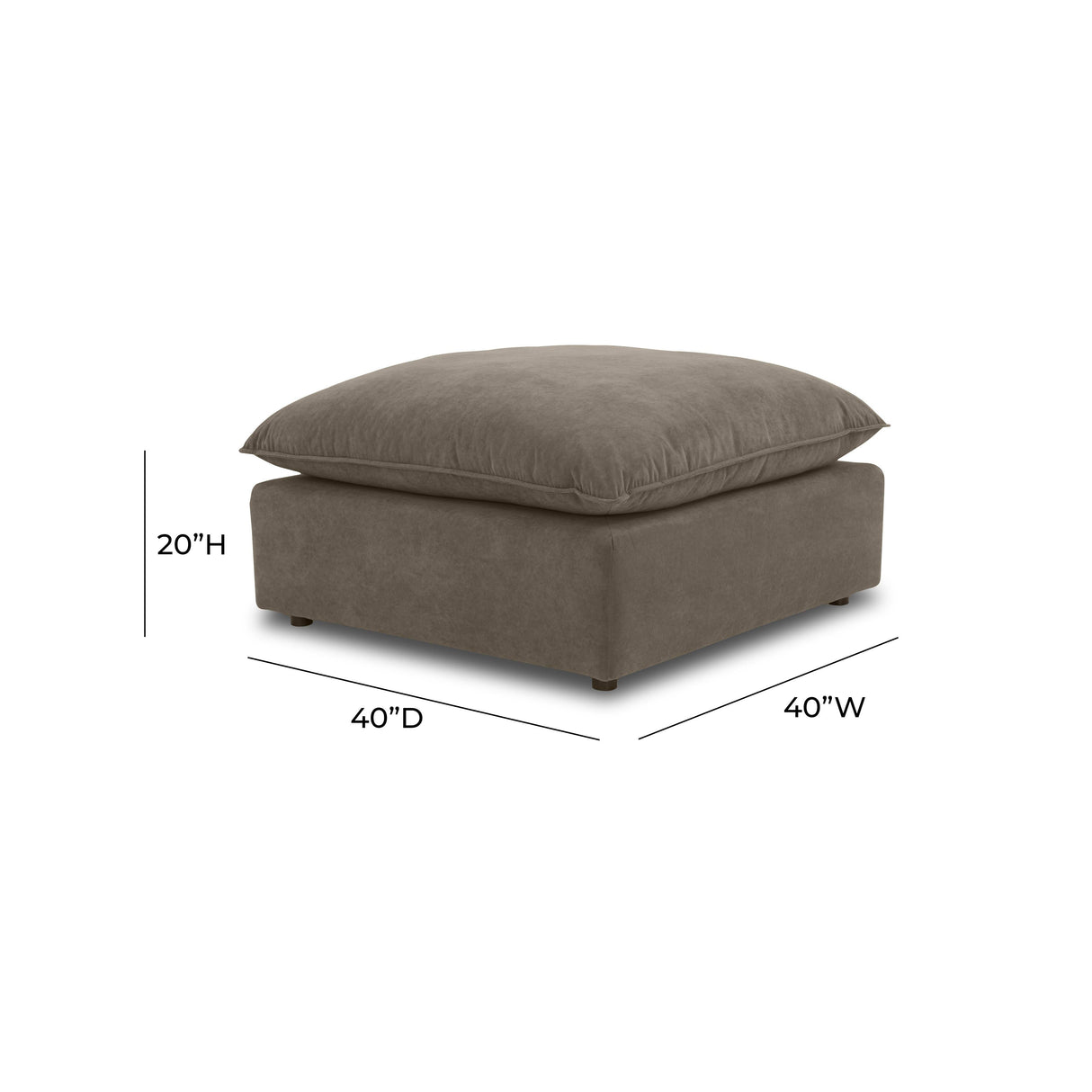 Cali Chocolate Brown Performance Velvet Ottoman by TOV Furniture at Eve Furniture