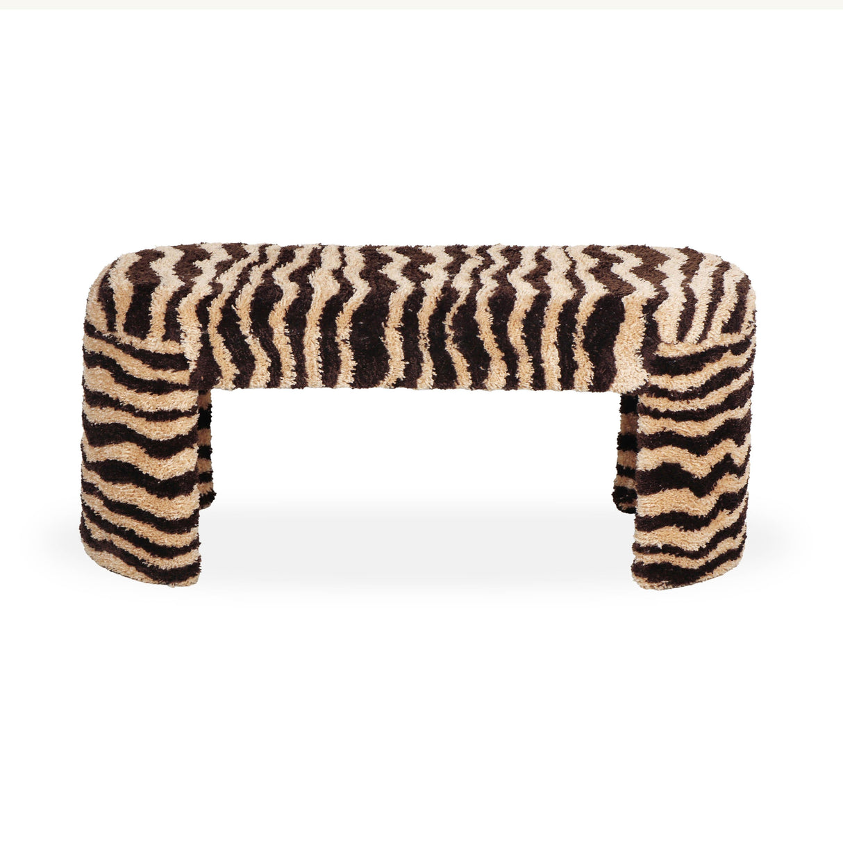 Zebra Brown Striped Tufted Bench by TOV Furniture at Eve Furniture