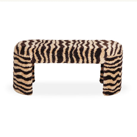Zebra Brown Striped Tufted Bench by TOV Furniture at Eve Furniture