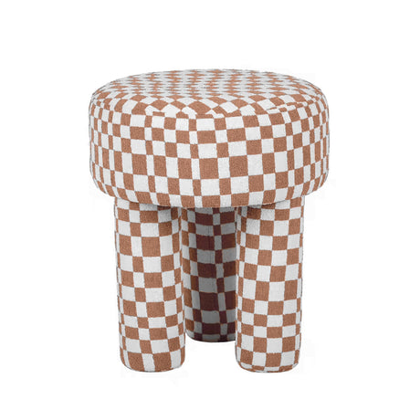 Claire Brown Checkered Boucle Stool by TOV Furniture at Eve Furniture