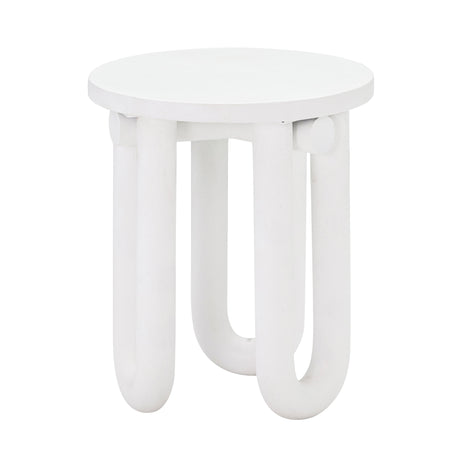 Tildy White Concrete Indoor / Outdoor Round Side Table by TOV Furniture at Eve Furniture