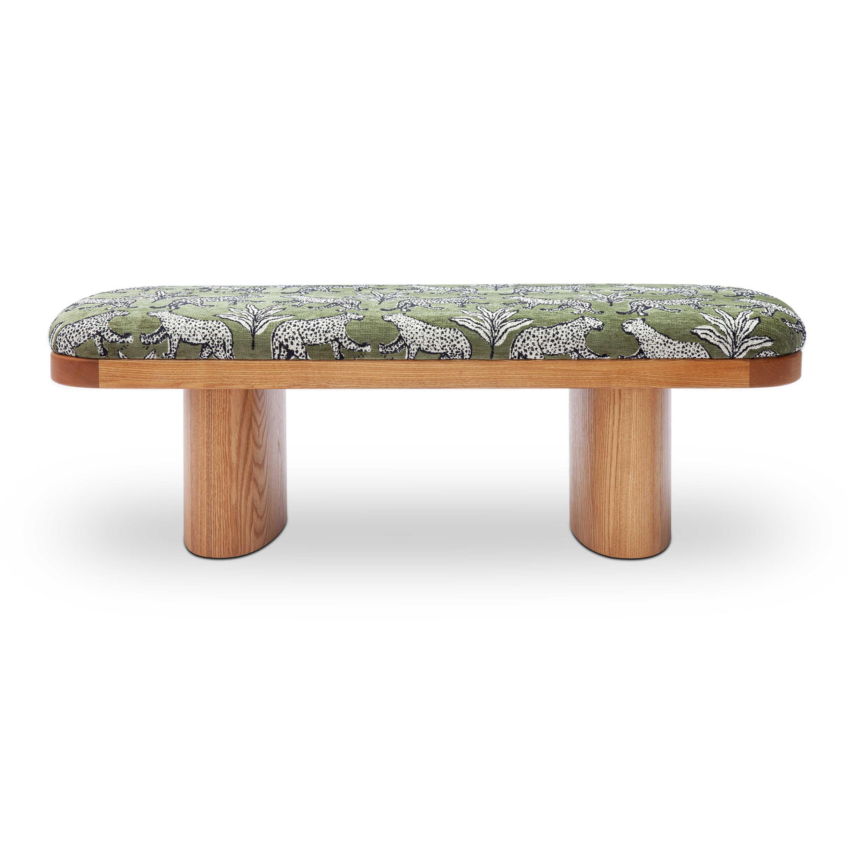 Ollie Olive Green Leopard Jacquard Bench by TOV Furniture at Eve Furniture