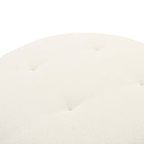Fickle Cream Boucle Swivel Ottoman by TOV Furniture at Eve Furniture