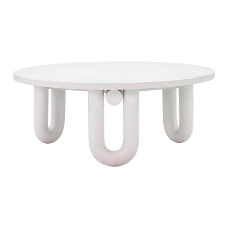 Tildy White Concrete Indoor / Outdoor Round Coffee Table by TOV Furniture at Eve Furniture