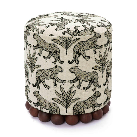 Dex Leopard Jacquard Ottoman by TOV Furniture at Eve Furniture