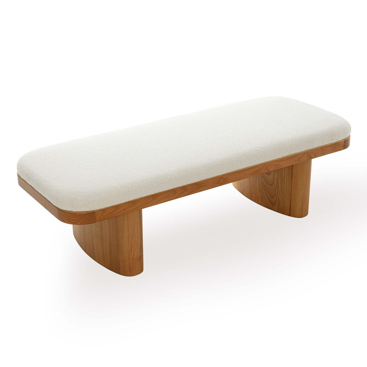 Ollie White Performance Boucle Large Bench by TOV Furniture at Eve Furniture