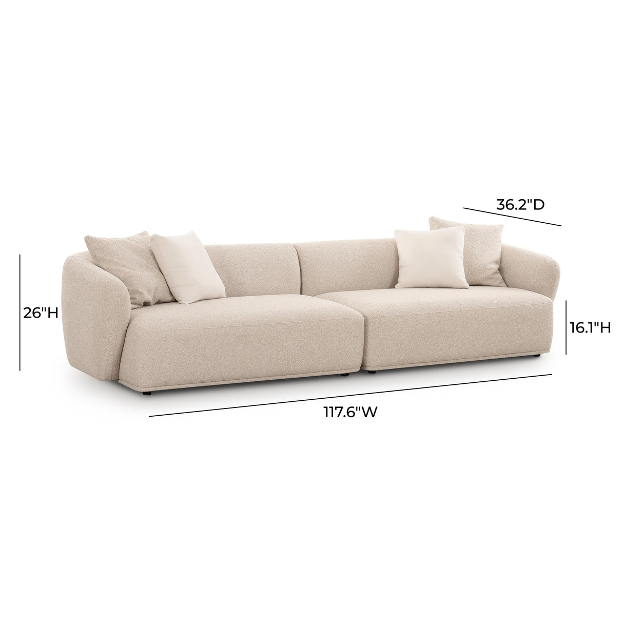 Sylvie Cream Boucle 4-Seater Sofa by TOV Furniture at Eve Furniture