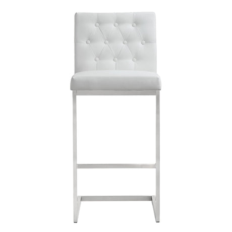 Helsinki White Performance Vegan Leather Stool - Set of 2 by TOV Furniture at Eve Furniture