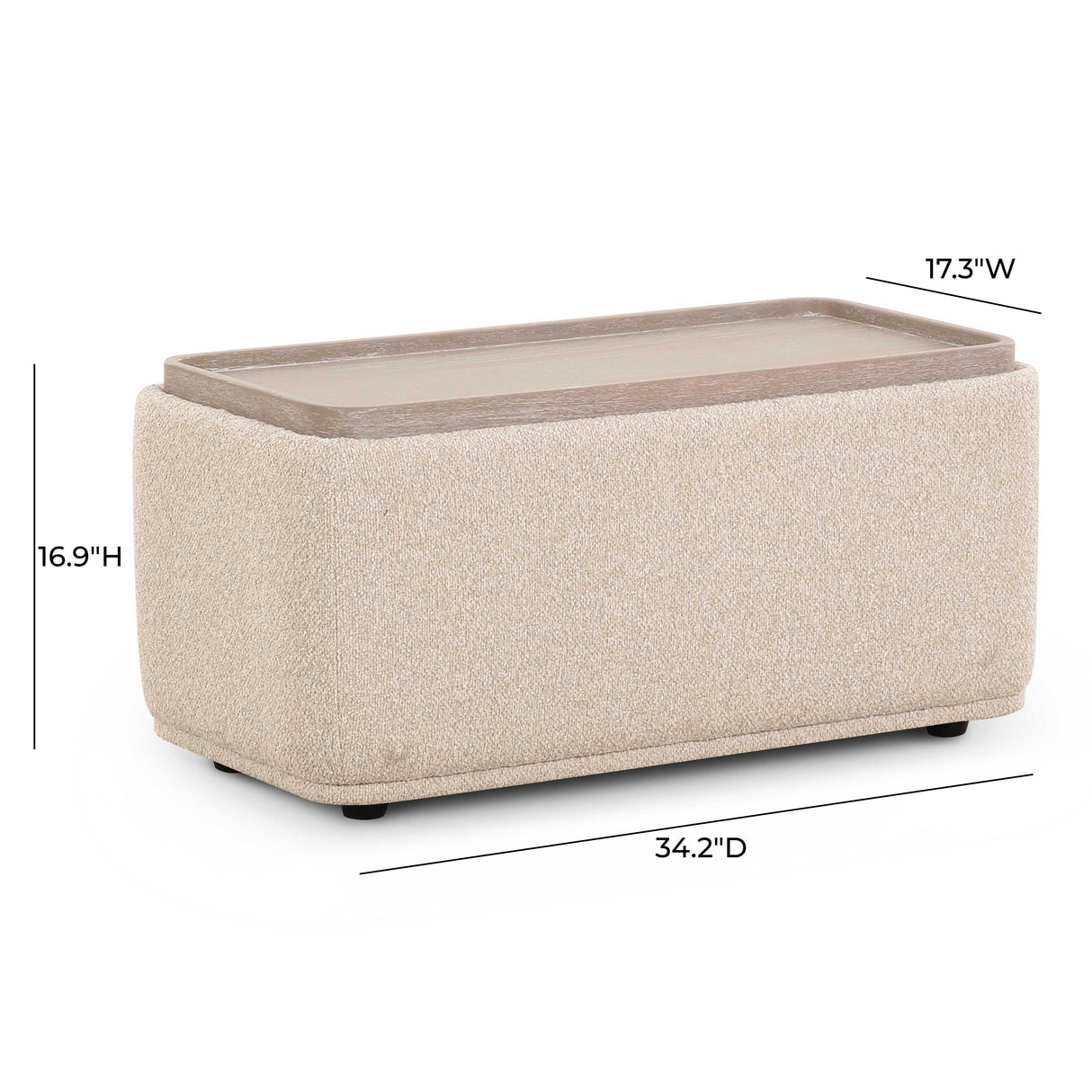 Sylvie Cream Boucle Ottoman Table by TOV Furniture at Eve Furniture
